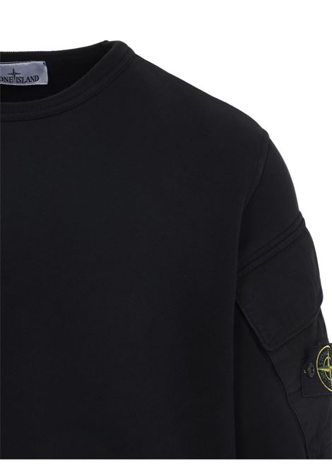 brushed organic cotton fleece sweatshirt man black STONE ISLAND | K2S15 6100008 S0A20V0029